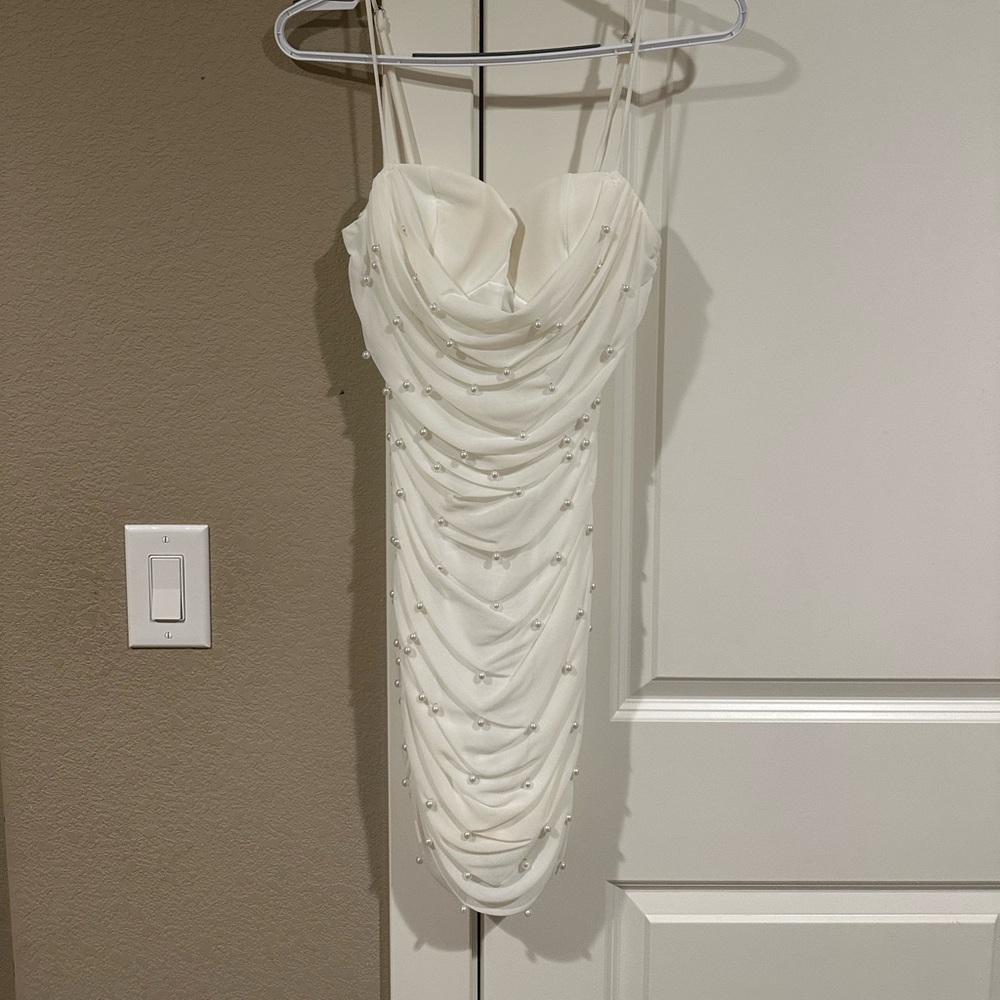 Elegant White Ruched Dress